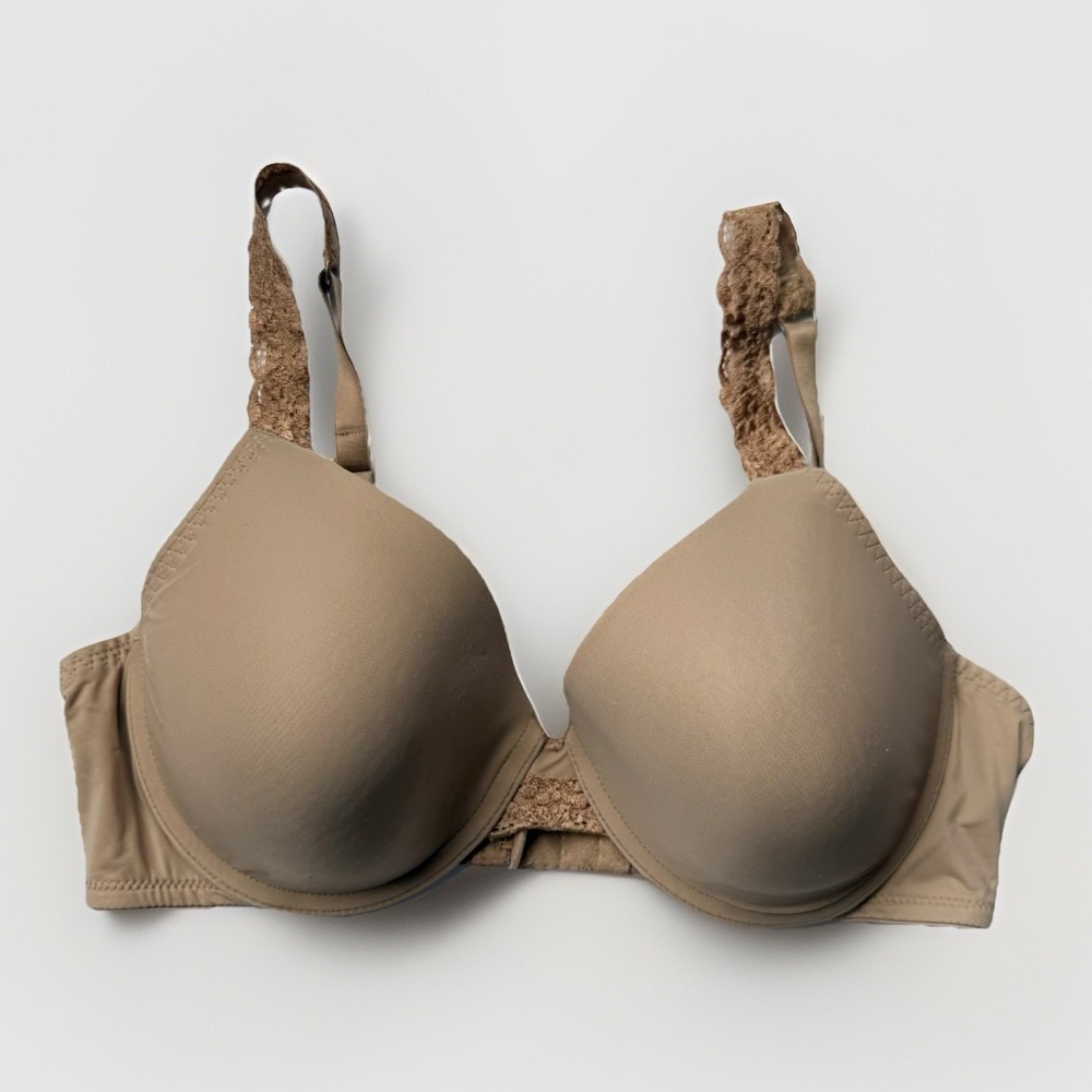 Natori 736037 Body Double Lace Trim Full Fit Underwire Bra Womens 34D Nude Tan